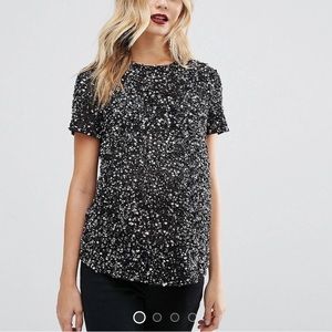 Asos Maternity Tshirt Sequined Embellishment Size 6